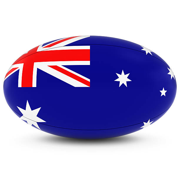 istock Australia Rugby - Australian Flag on Rugby Ball on White 531703762