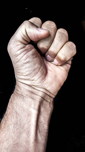 istock Caucasian Male Fist on black background 531705314