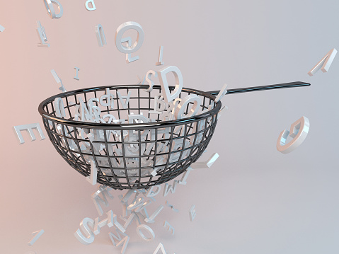 Falling Letters Filter 3d Letters Falling Inside A Metal Filter Stock Photo - Download Image ...