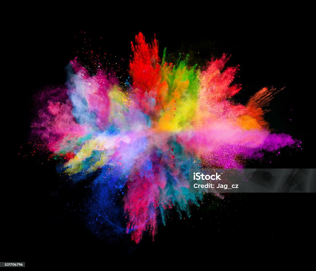 Explosion de poudre colorée sur fond noir - Photo de Exploser libre de droits