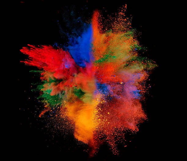 istock Explosion of colored powder on black background 531706938