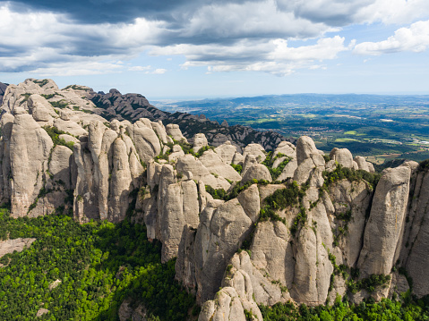 Montserrat. Frares Encantats and Agulles regions as seen from El Montgròs summit. Catalonia.