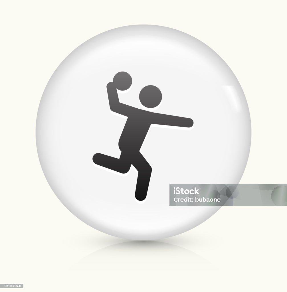 Dodgeball icon on white round vector button Dodgeball Icon on simple white round button. This 100% royalty free vector button is circular in shape and the icon is the primary subject of the composition. There is a slight reflection visible at the bottom. 2016 stock vector