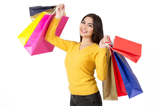 Woman happy on shopping