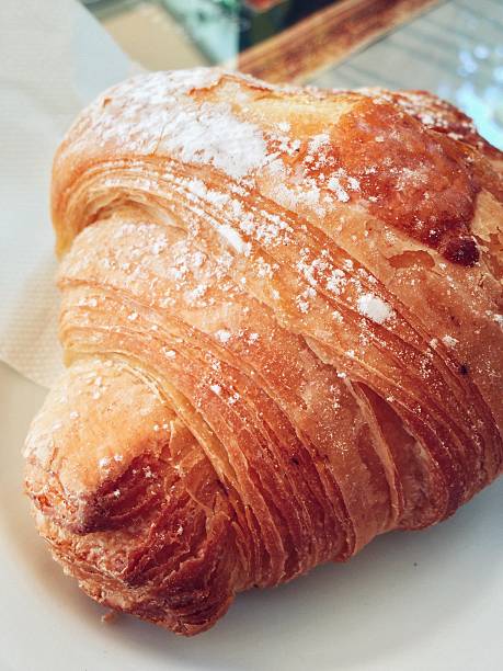 Freshly baked Cornetto, sweet Italian croissant