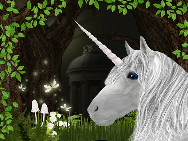 istock fantasy background with unicorn in the forest 531712515