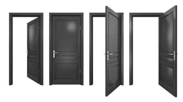 Photo of Collection of isolated black doors