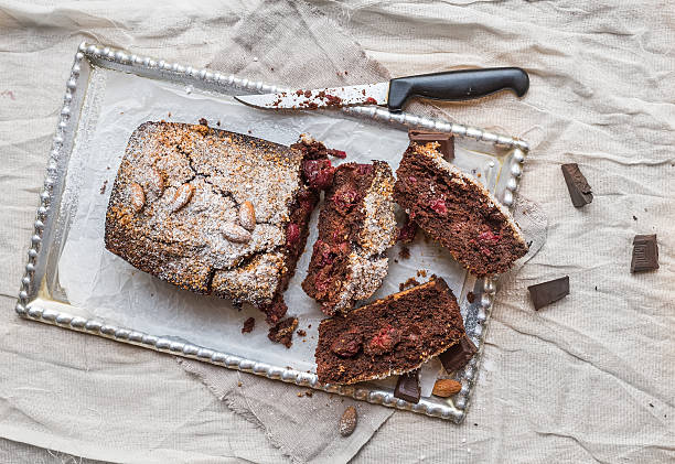 istock Cherry brownie with almond and dark chocolate cut into pieces 531712709