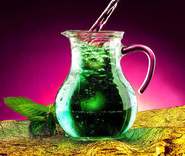 water and fresh mint
