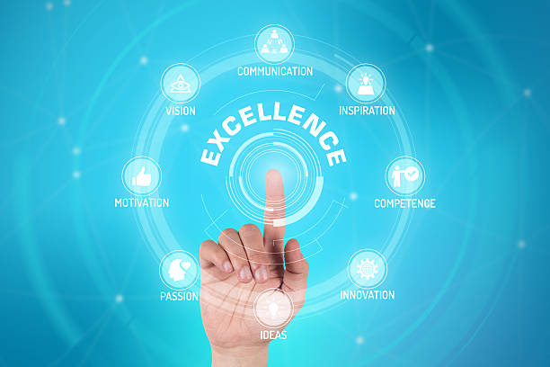 EXCELLENCE TECHNOLOGY COMMUNICATION TOUCHSCREEN FUTURISTIC CONCE stock photo