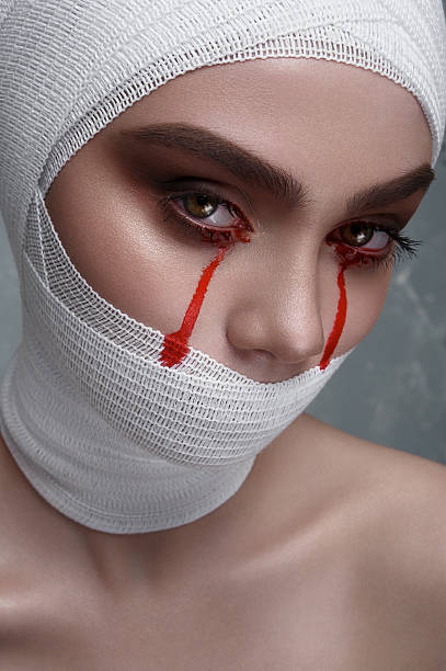 istock Horror female Patient with Blood Drops from Eyes 531714346