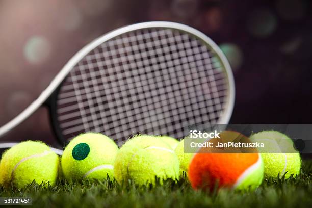 Tennis Racket And Ball Stock Photo - Download Image Now - 2015, Activity, Backgrounds