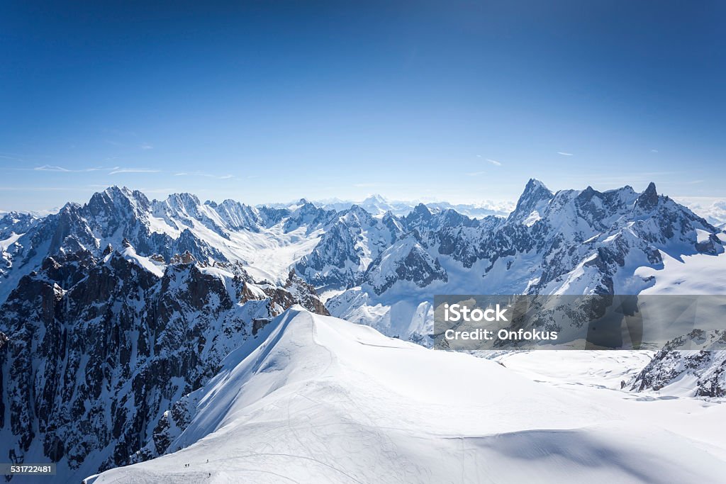 View of the Alps from Aiguille du midi, Chamonix, France Mountain Stock Photo