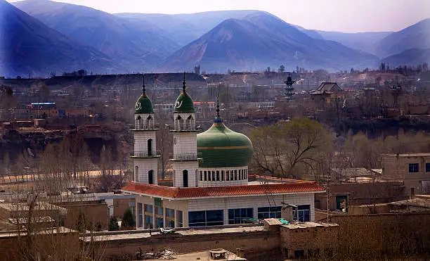 Islamic Mosques Outside of Lanzhou, Gansu Province, Uighur area, China.