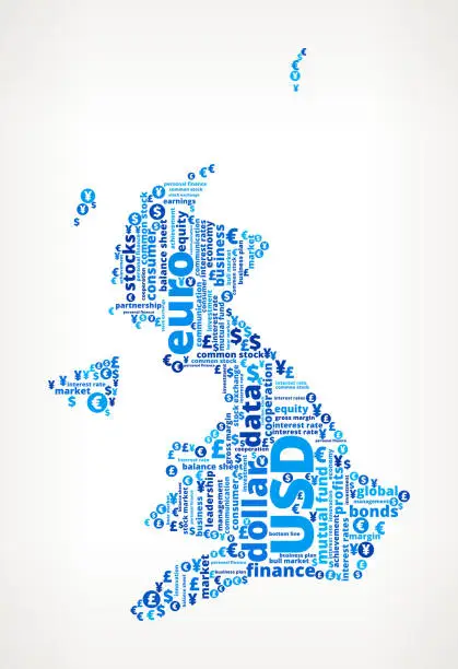 Vector illustration of United Kingdom On Business Word Cloud Pattern