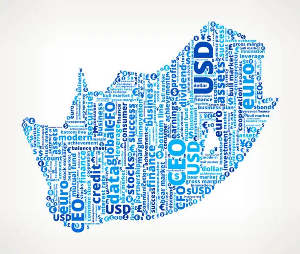 Vector illustration of South Africa On Business Word Cloud Pattern