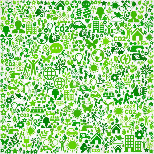 zielone tło ochrony środowiska i przyrody interfejs ikona wzór - environmental footprint stock illustrations