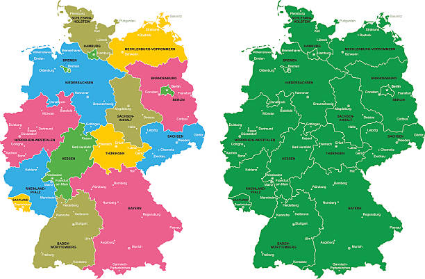Map of Germany Detailed map of Germany. germany map regions stock illustrations