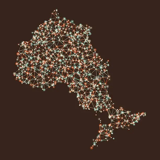 Vector illustration of Ontario Map Network Mesh