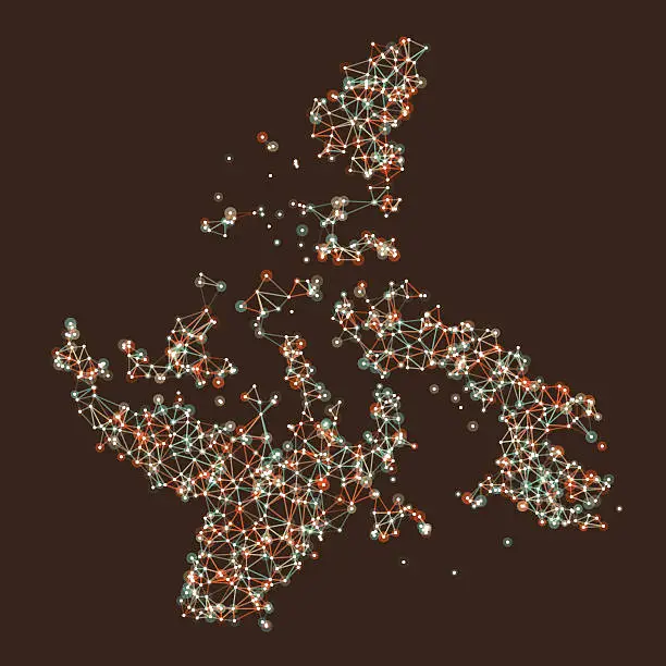 Vector illustration of Nunavut Map Network Mesh