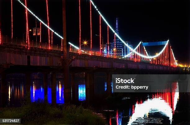 Red Lights Jiangqun Bridge Fushun Shenyang Liaoning Province China Stock Photo - Download Image Now