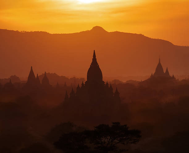 istock Temple silhouette on sunset in Bagan, Myanmar 531724909