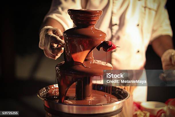 Chocolate Fountain With Strawberry Schokoladenbrunnen Stock Photo -  Download Image Now - iStock