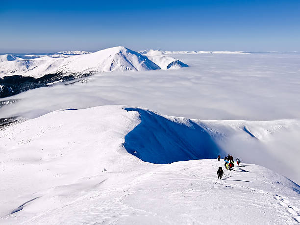 istock Group of climbers rises by the snow-covered mountain 531725873