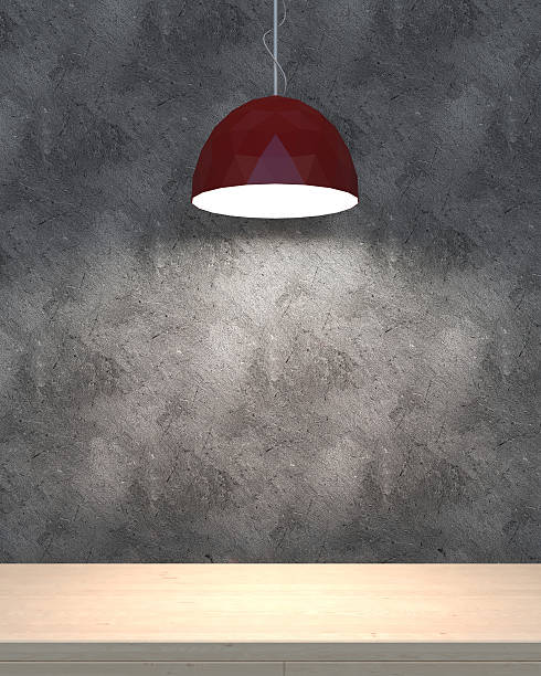 istock Empty wood shelf with lamp. 3d illustration. 531727857