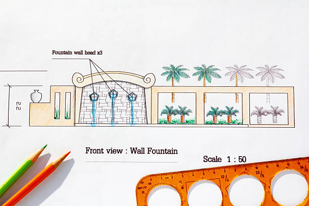 Drawing of an idea machine on a white blueprint grid paper with crayons on a cork bulletin board.