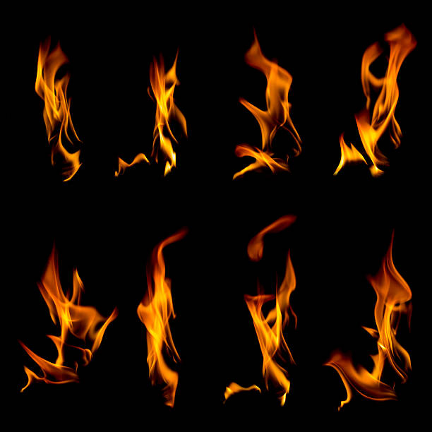 Collection of flames on black Collection of different types and shapes of flames isolated on black background camping stove photos stock pictures, royalty-free photos & images