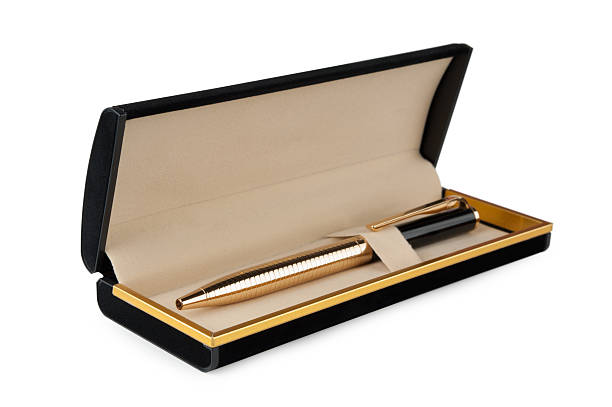 penna in scatola nera - pen writing instrument pencil gold foto e immagini stock