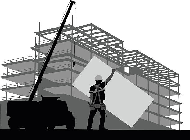 constructionjobs - silhouette men foreman mature adult stock illustrations