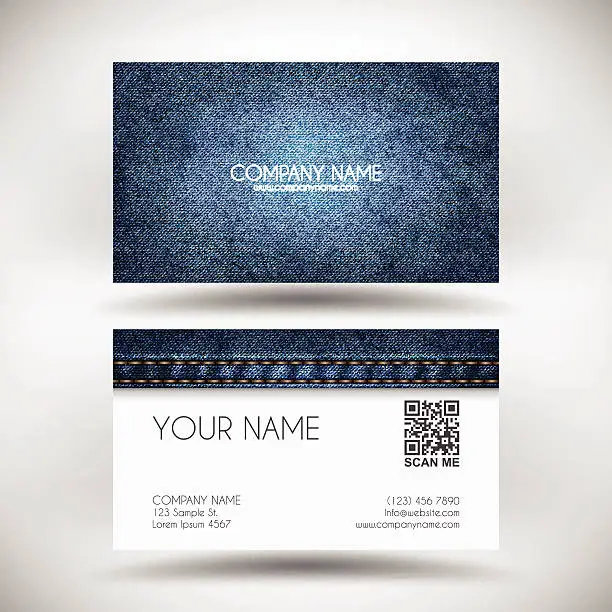 Vector illustration of Business Card Template with Blue Denim Texture