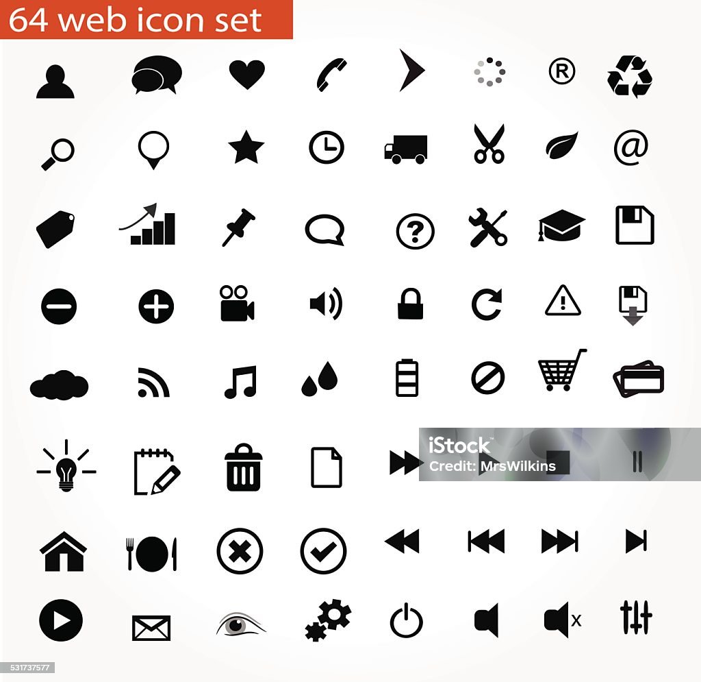 64 universal web icon set vector Residential Building stock vector