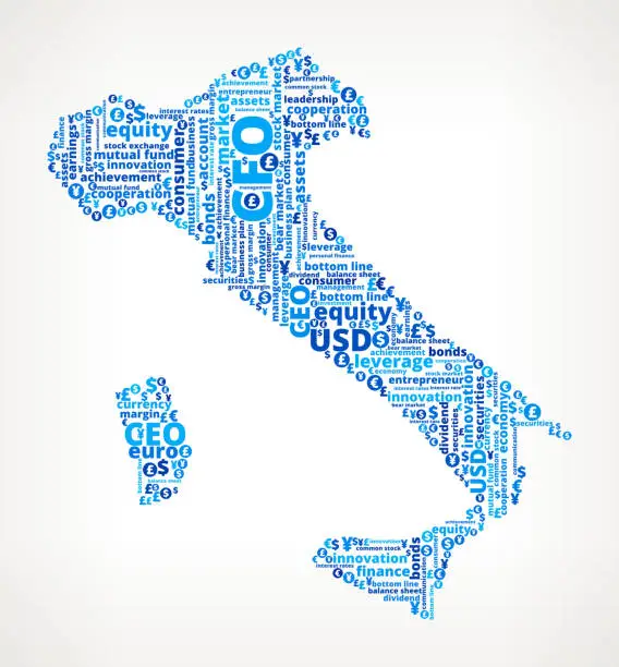 Vector illustration of Italy On royalty free vector Business Word Cloud Graphic Pattern
