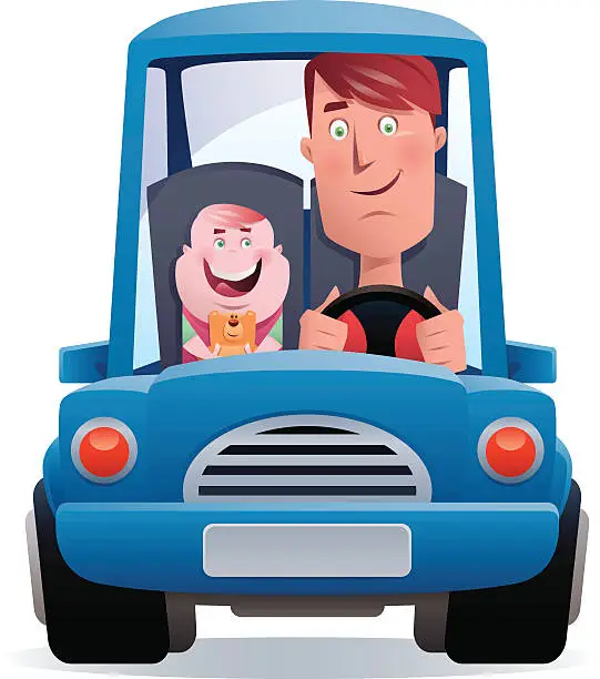 Vector illustration of happy driver