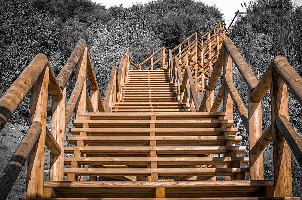 Wooden Stairway stock photo