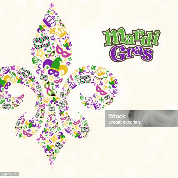 Mardi Gras Design Element Shape In Fleur De Lis Stock Illustration - Download Image Now - Mardi Gras, Crown - Headwear, Pattern