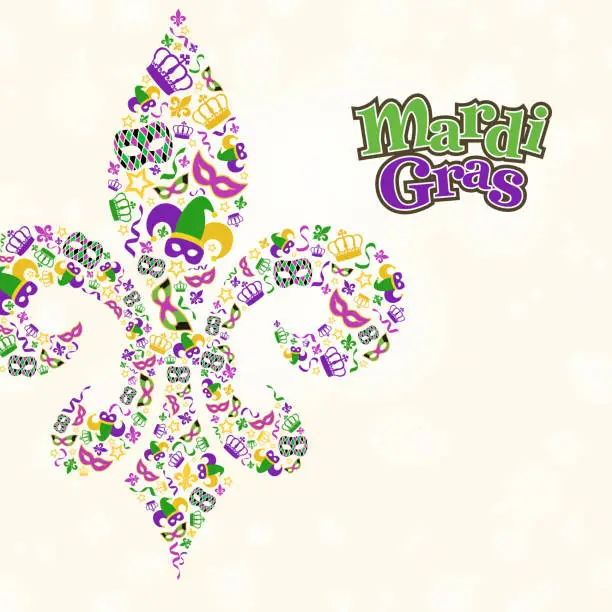Vector illustration of Mardi Gras Design Element Shape in Fleur De Lis