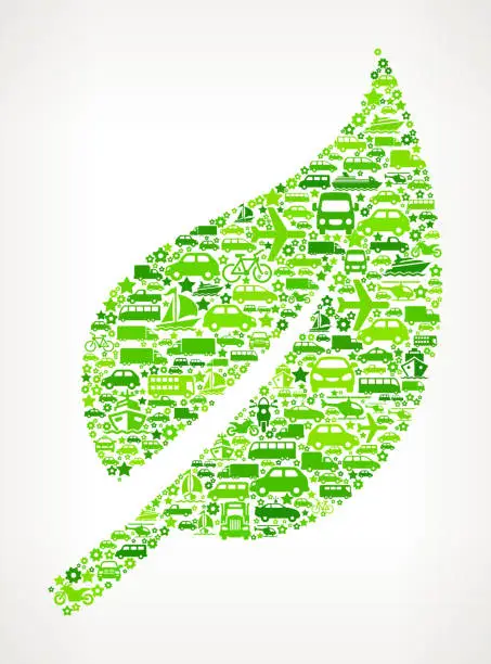 Vector illustration of Green Leaf On Transportation royalty free vector art Pattern