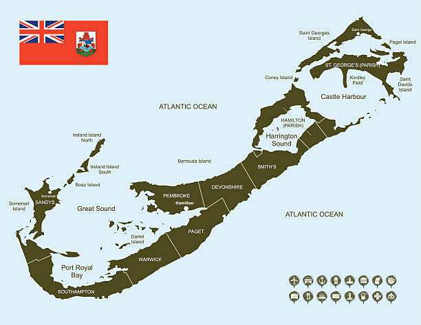 ilustraciones, imágenes clip art, dibujos animados e iconos de stock de mapa de bermudas - triángulo de las bermudas