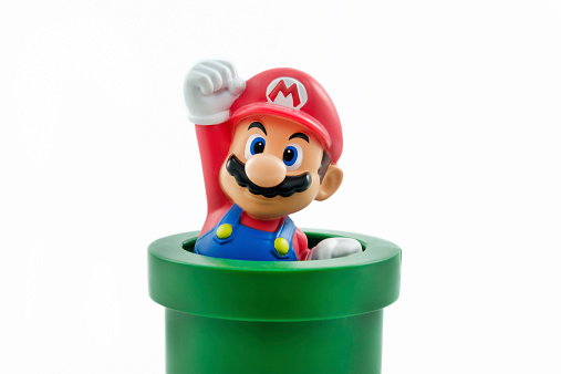 Istanbul,Turkey - January 12,2015: Isolated studio shot of Mario from Nintendo's Super Mario Bros. franchise of video games.