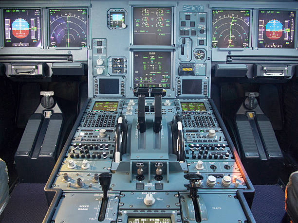 istock Airbus A330 airplane's cockpit front and pedestrian panel 531753513