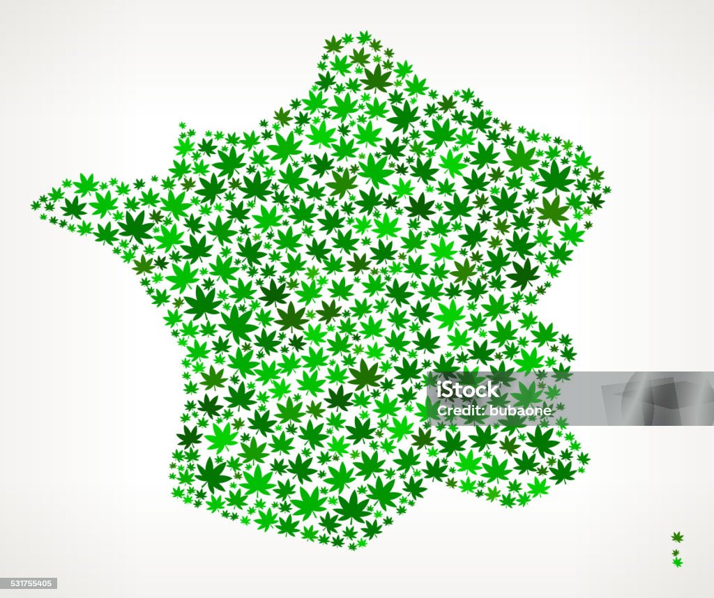 France Map royalty free vector Marijuana Leaves Weed graphic France Map royalty free vector Marijuana Leaves Weed interface icon pattern. The illustration features vector arts of green weed and marijuana leaves. The cannabis marijuana leaves vary in size and shades of green color and are on white background. Icon download includes vector art and jpg file. France stock vector