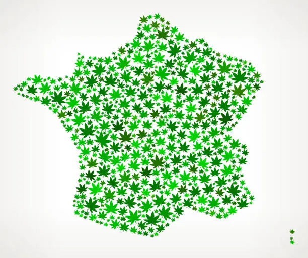 Vector illustration of France Map royalty free vector Marijuana Leaves Weed graphic