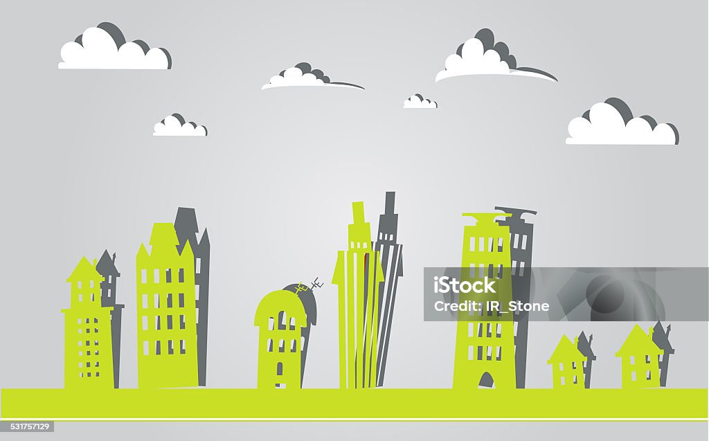 City background made of paper stickers effect 2015 stock illustration
