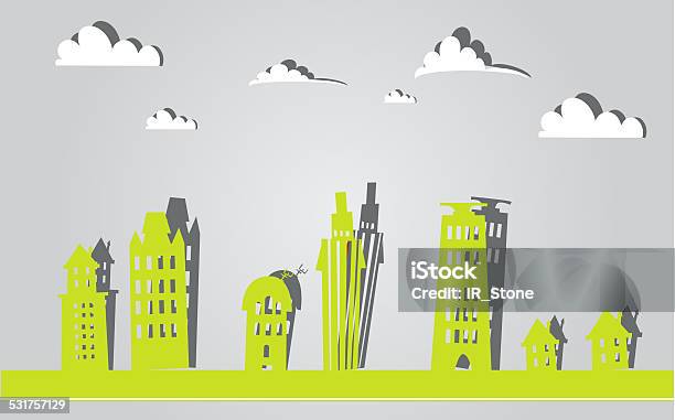 City Background Made Of Paper Stickers Effect Stock Illustration - Download Image Now - 2015, Abstract, Apartment