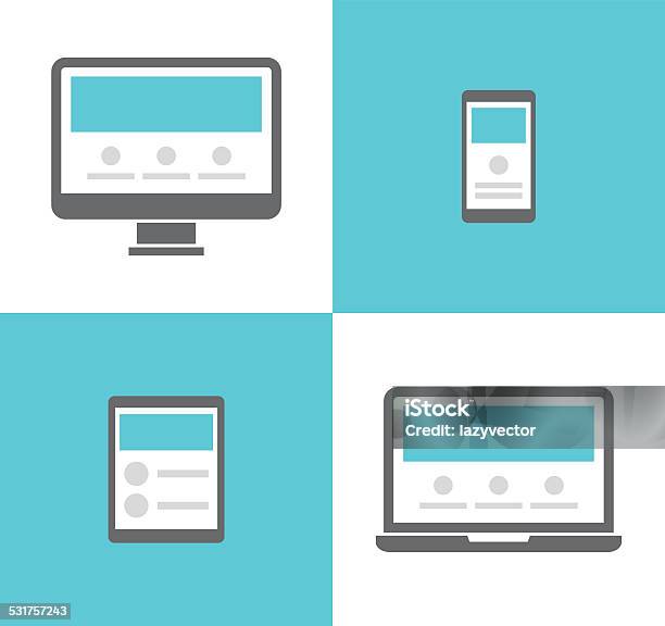 Electronic Devices Vector Icons Stock Illustration - Download Image Now - Computer Monitor, Flat Design, Laptop