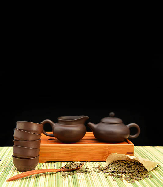 istock Still life with chinese tea set and tea leaves 531757463